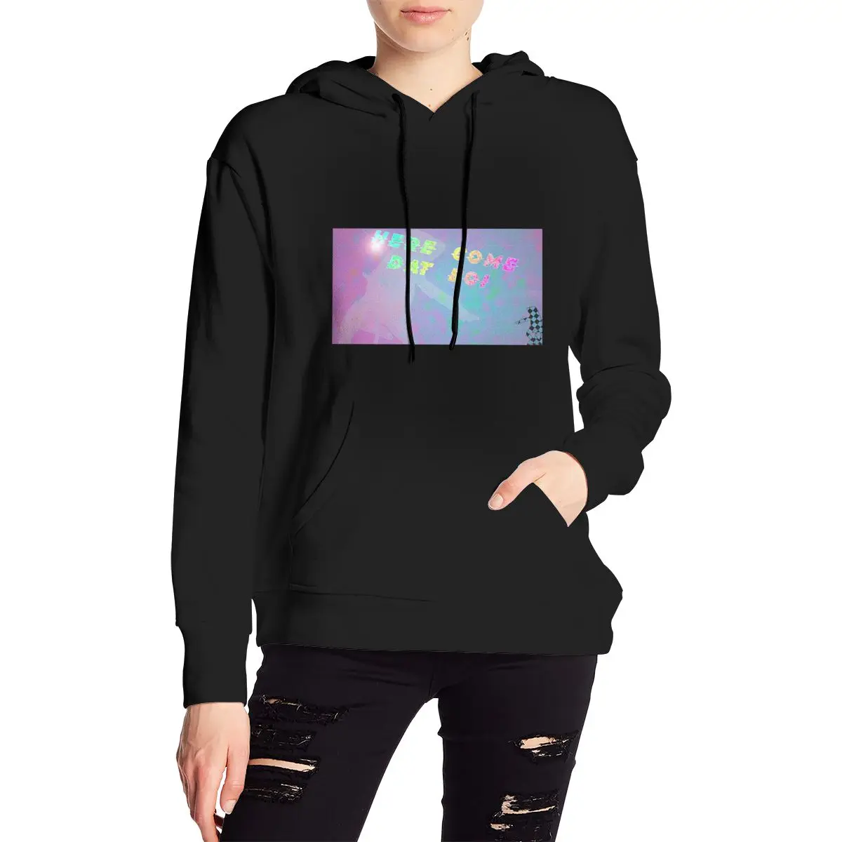 

2000s Aesthetic Fashion Print hoody 90s Women Crop Top Cyber Y2K hoodie Tops Streetwear