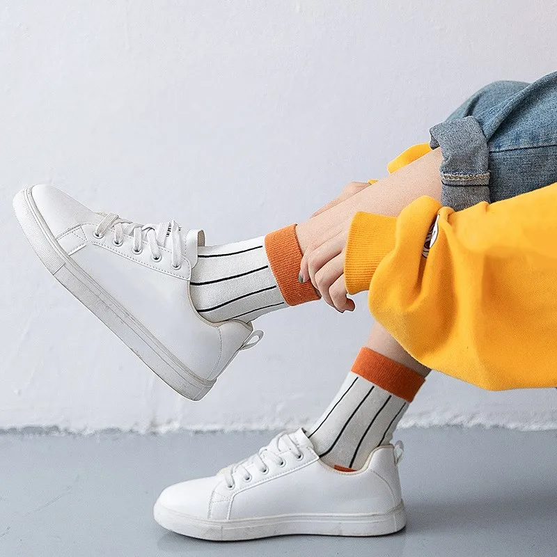

Jeseca New Striped Korean Fashion Women Harajuku Vintage Streetwear Socks College Style Japanese Kawaii Girls Cute Sock Gifts