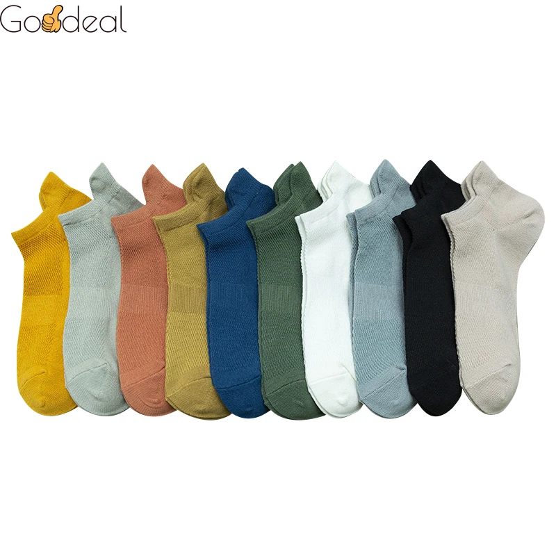 

Goodeal 5 Pairs Breathable Men's Short Ankle Socks Solid Color Mesh High Quality Male Colorful Classic Comfortable Soft Boat