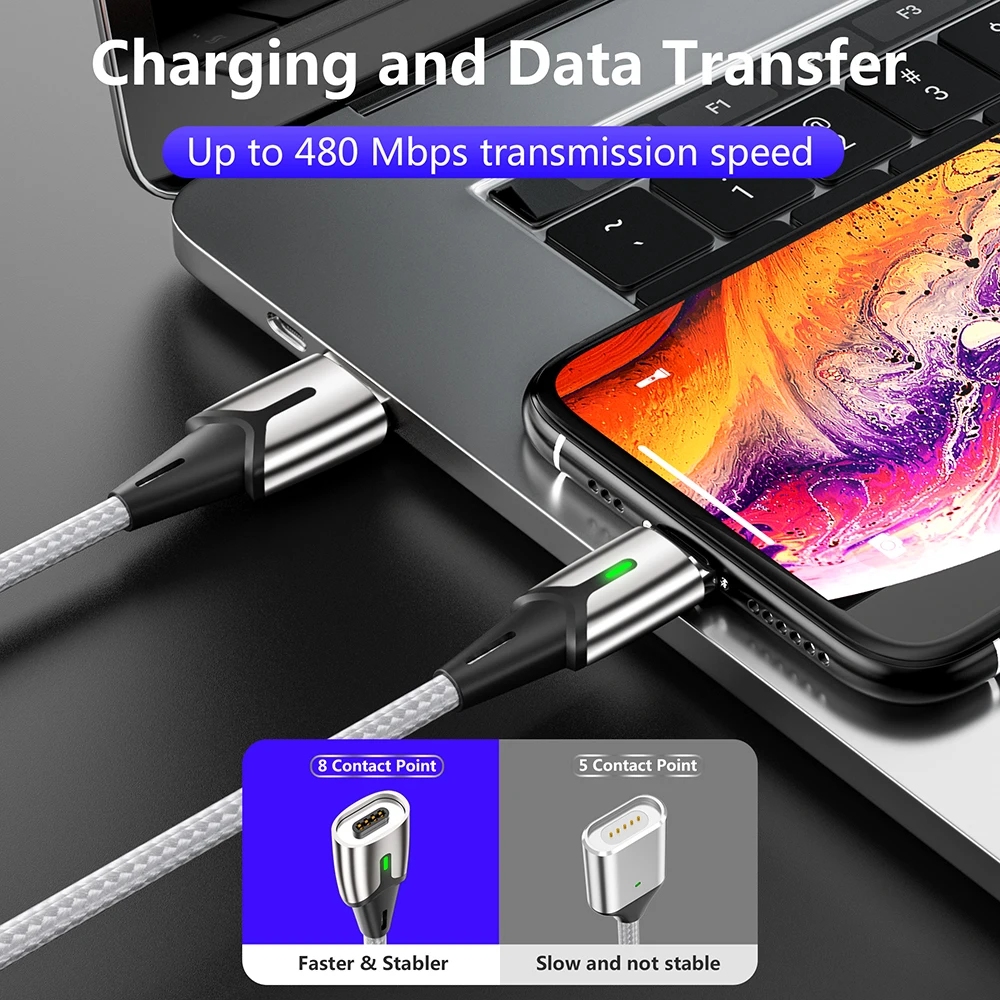 Магнитный кабель ZRSE 3 м 2 1 Micro USB для iPhone Samsung зарядный светодиодный 3A синхронизации