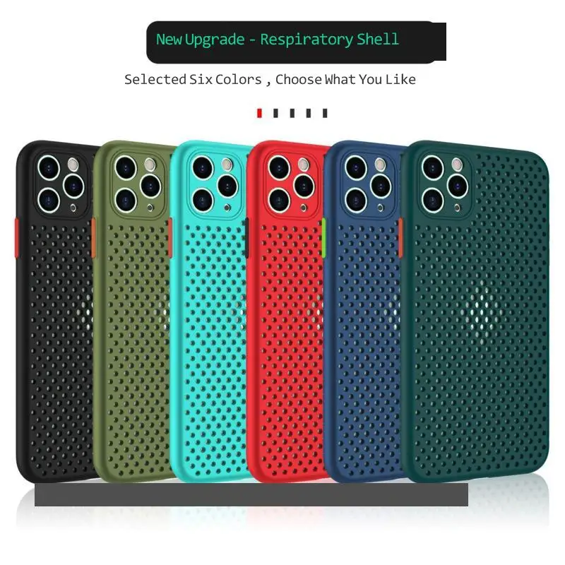 

Heat Dissipation Breathable Cooling Case For iPhone 12 11 11Pro Max XR XS Max X 8 7 6S Plus SE 2 11Pro Soft TPU Plain Color Case