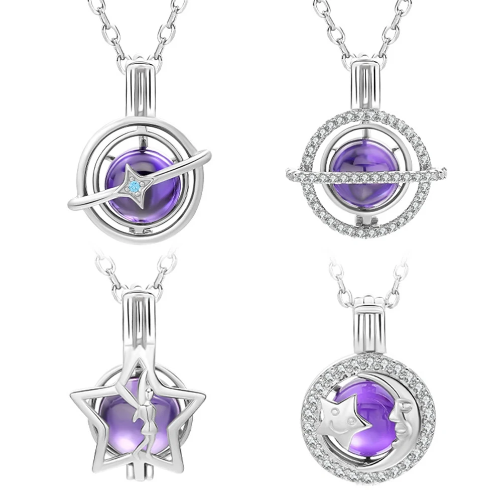 

korean Diamond Ring S925 Sterling Silver Cage Necklace Female Diy Manual Pendant Empty Support Accessories