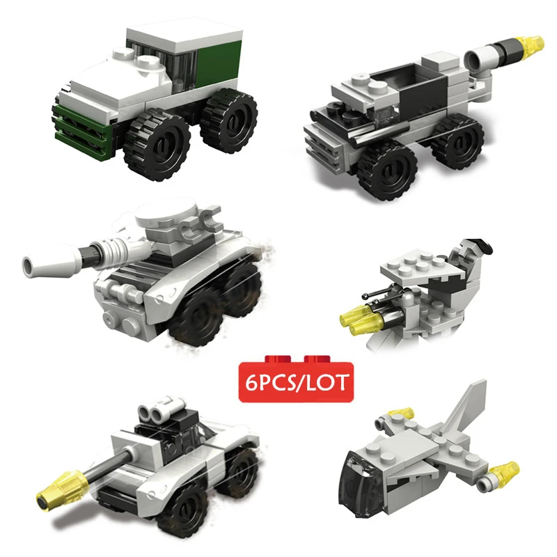 6 шт./лот строительные блоки Военная серия военный пистолет автомобиль танк пули
