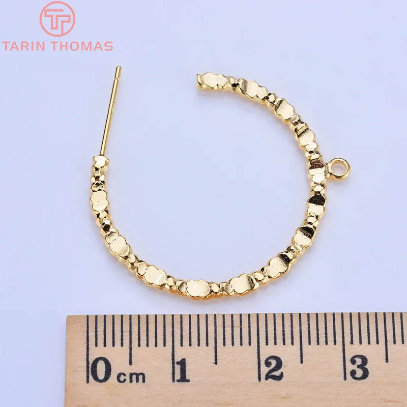 Латунные квадратные серьги петли из проволоки 6 шт. диаметр 30 мм 24 К золотого