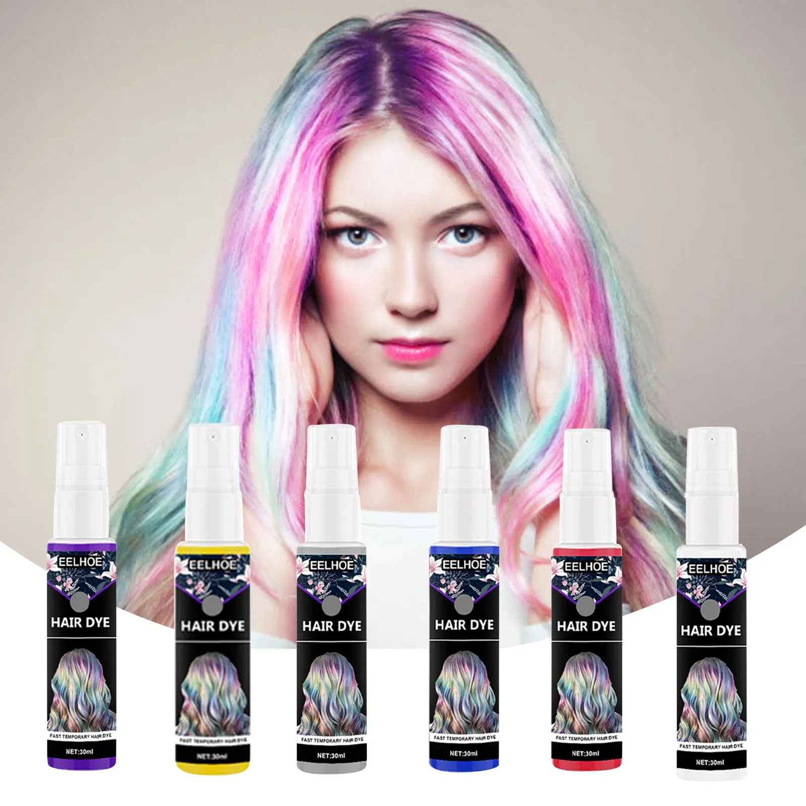 

6Colors Hair Chalk Matte Color Set Temporary Disposable Hair Dyeing Spray Fashion and Colorful Temporary Hair Chalk Spray