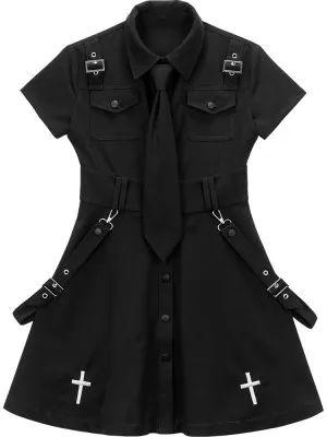 Черное готическое платье в стиле &quotЛолита&quot крутая униформа для девушек