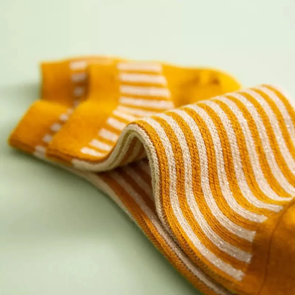 

5Pairs/Lot Women's Boat Socks Shallow Mouth Spring and Summer Trendy Colorful Vertical Stripes Cotton Short Tube Socks