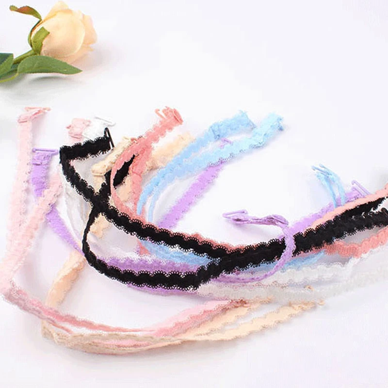 

1 Pair Sexy Lace Bra Straps Hollow Elastic Double-Shoulder Belts Adjustable Non-Slip Buckle Holder Strap For Bras
