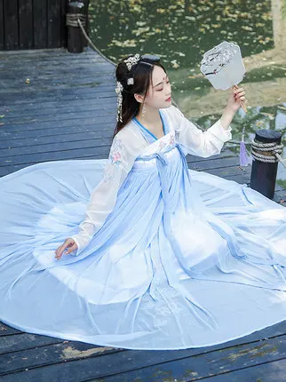 Женская летняя юбка Hanfu в китайском стиле традиционная одежда с вышивкой костюм