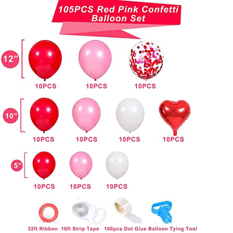 Decoraci&oacute;n Para el d&iacute;a de San Valent&iacute;n, Kit de guirnalda de globos de confeti, decoraci&oacute;n para fiesta de cumplea&ntilde;os, boda, ni&ntilde;a, decoraci&oacute;n para el D&iacute;a de San Valent&iacute;n-1