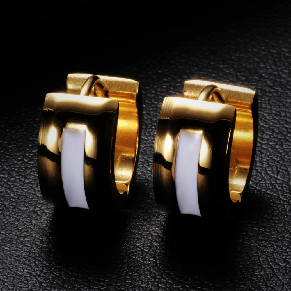 7mm Wide Two Colors 316L Stainless Steel Hoop Earrings for men women wholesale Rock Enamel Jewelry earrings | Украшения и