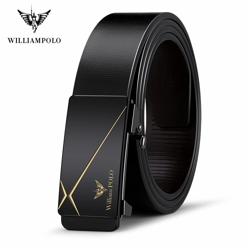 

WILLIAMPOLO Famous Brand Men Belts Top Quality Genuine Luxury Leather Belts for Men Strap Male Metal Automatic Buckle