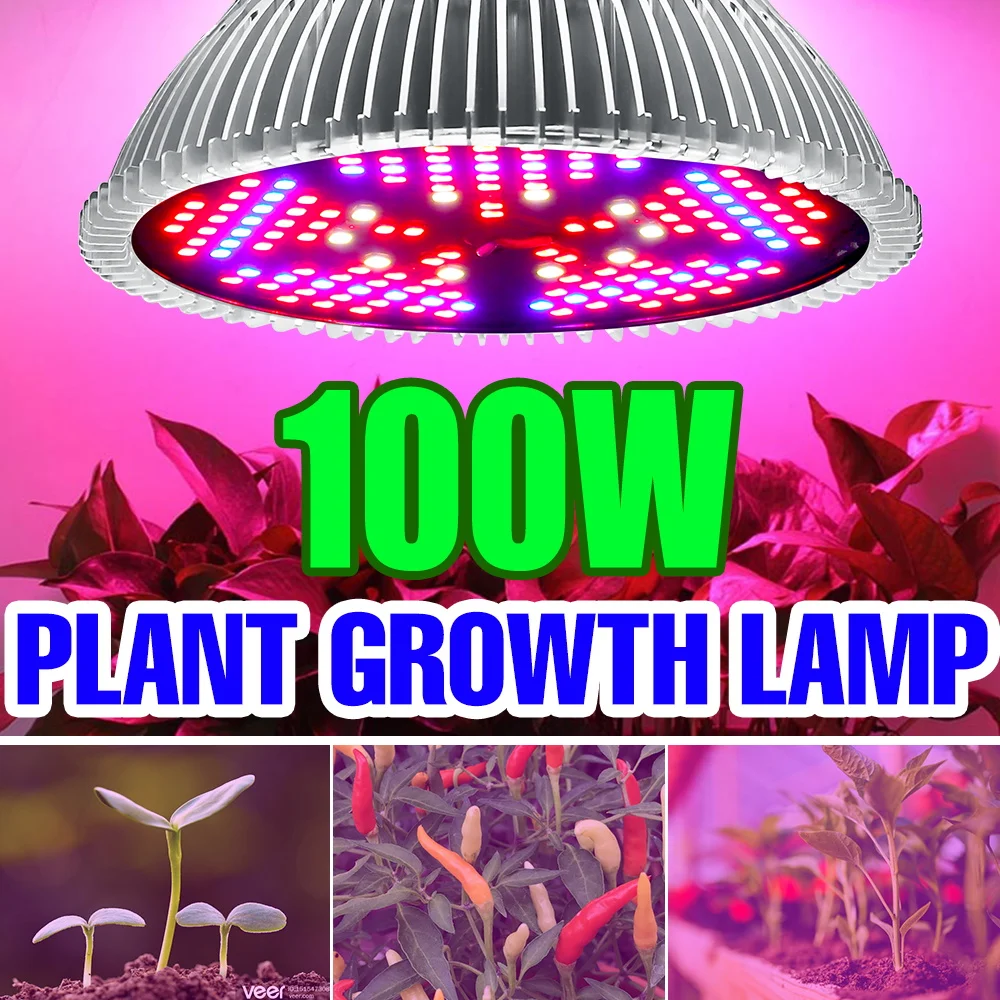 

Full Spectrum E27 LED Plant Light Grow Bulb 18W 28W 30W 50W 80W 100W Phyto LED Fitolampy Indoor Seeds Lamp 220V E14 Growth Tent