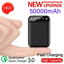 50000mAh Mini Power Bank Portable Mobile Phone Fast Charger Digital Display USB Charging External Battery Pack for Android