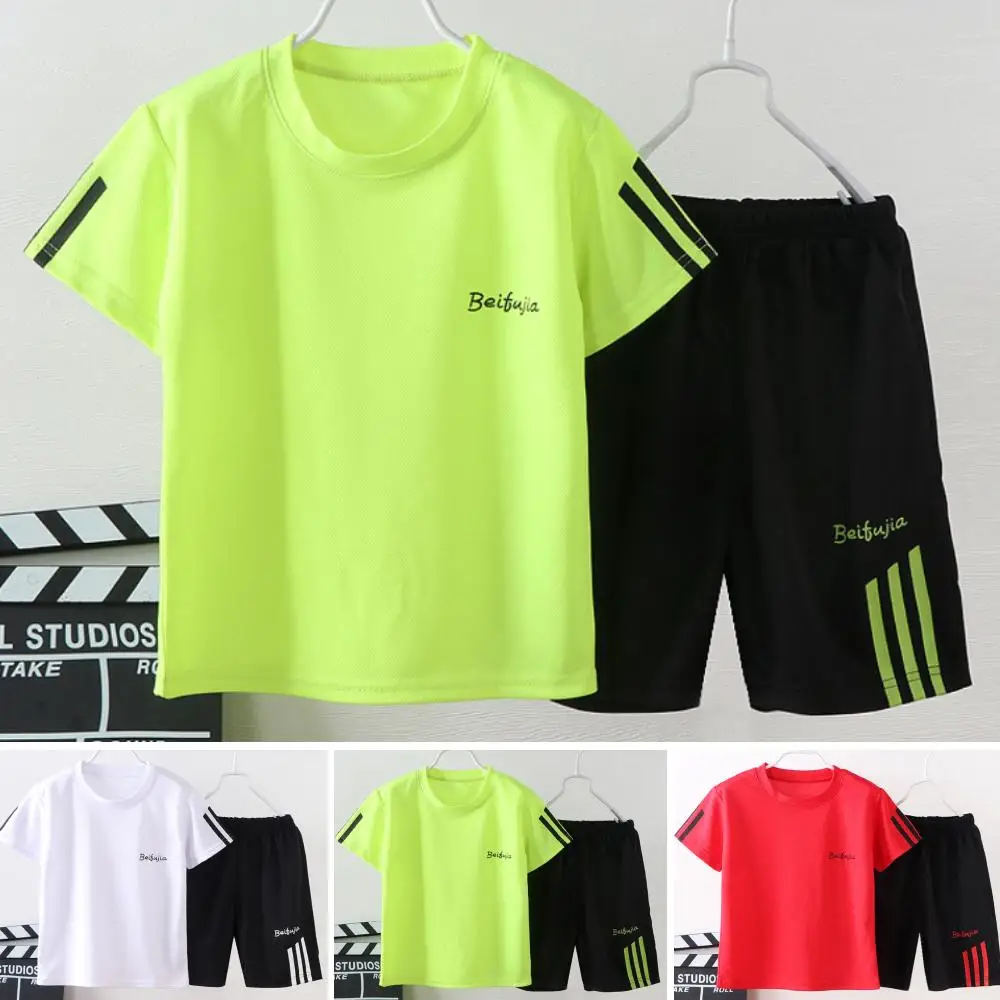 

Kids Boys Summer Sweatsuit Short Sleeve T Shirt Shorts Set Striped 2Pcs Outfits