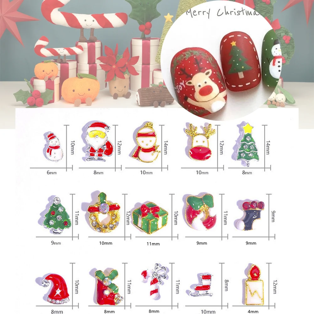 

10PCS,Christmas Design 3D Metal Nail Jewelry Charms 20Style Tree/Santa/Snowman...Nails Art Glitter Supplies Accessories #SDK1-20