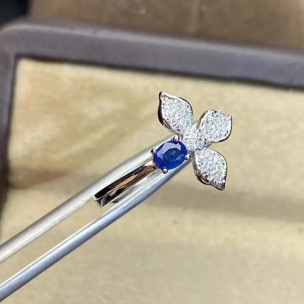 Natural real blue Flower sapphire ring 925 sterling silver Fine handworked jewelry Finger rings