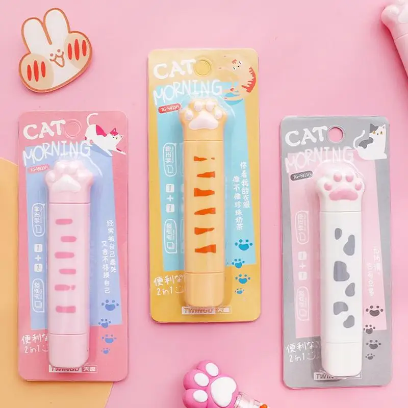 

Creative 2 in1 mini Double head Correction Tape Adhesive Tape Punctiform Adhesive Glue Learning Kawaii Stationery Supplies