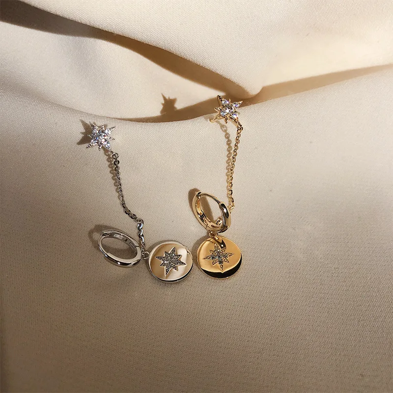 925 стерлингового серебра серьги 2/3/4 пирсинг сиамские уха цепи Серьги Квадратные