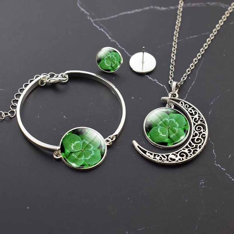 Lucky Clover женский модный набор из колье серёг и браслета|Ювелирные наборы| |