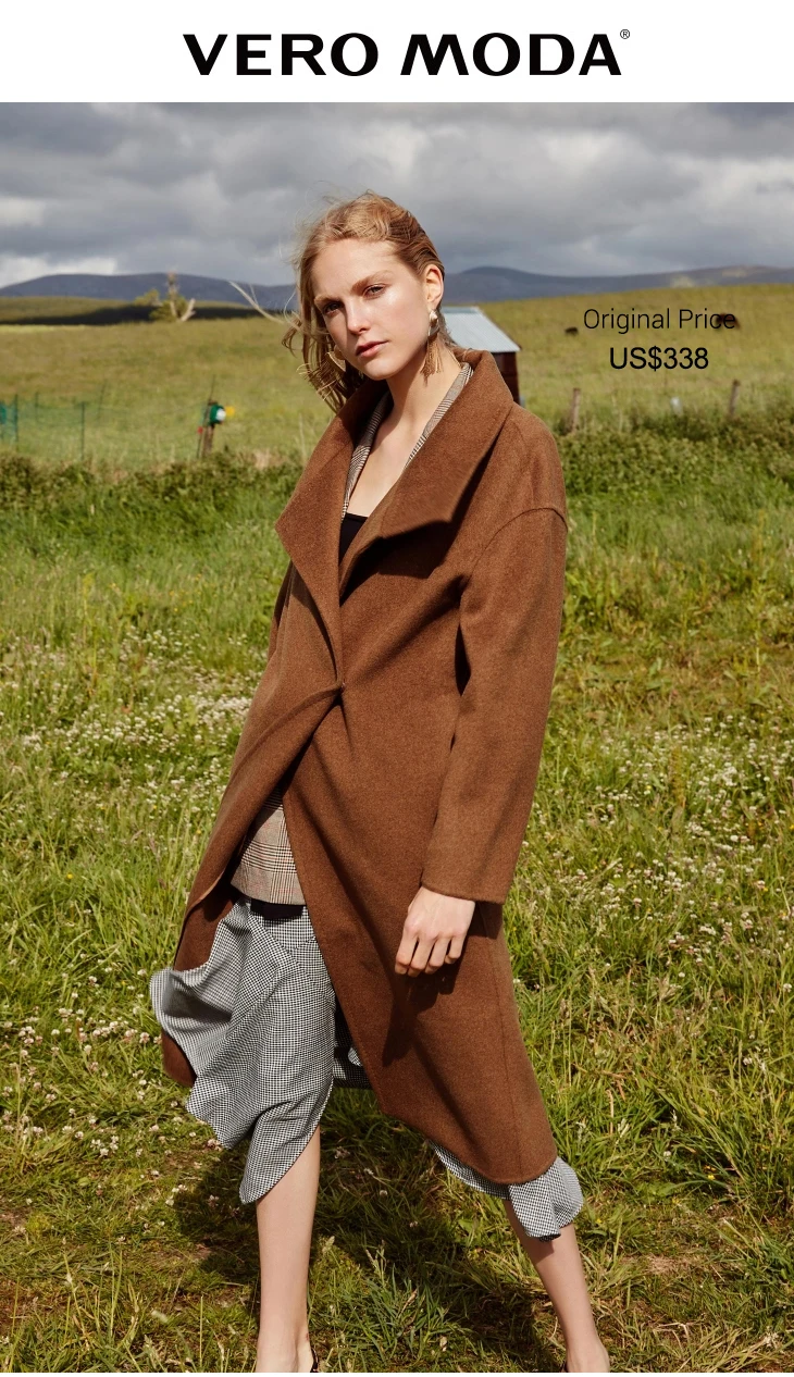 Vero Moda Женское зимнее шерстяное пальто с двойными карманами | 318327554