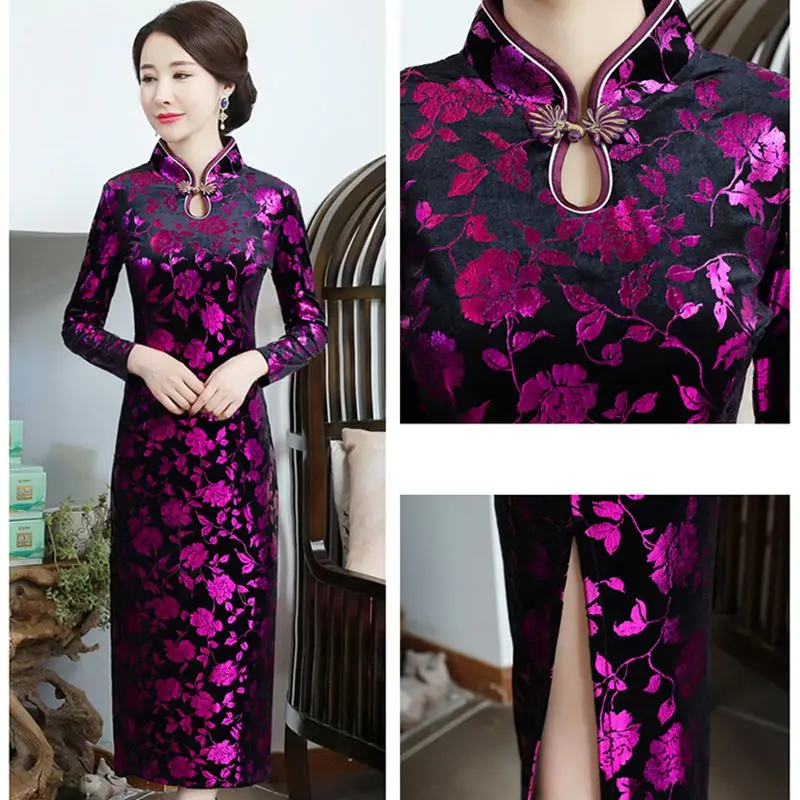 

Women's cheongsam elegant print large size slim china dress evening dress Chinese wedding sexy chinese traditional dress qipao