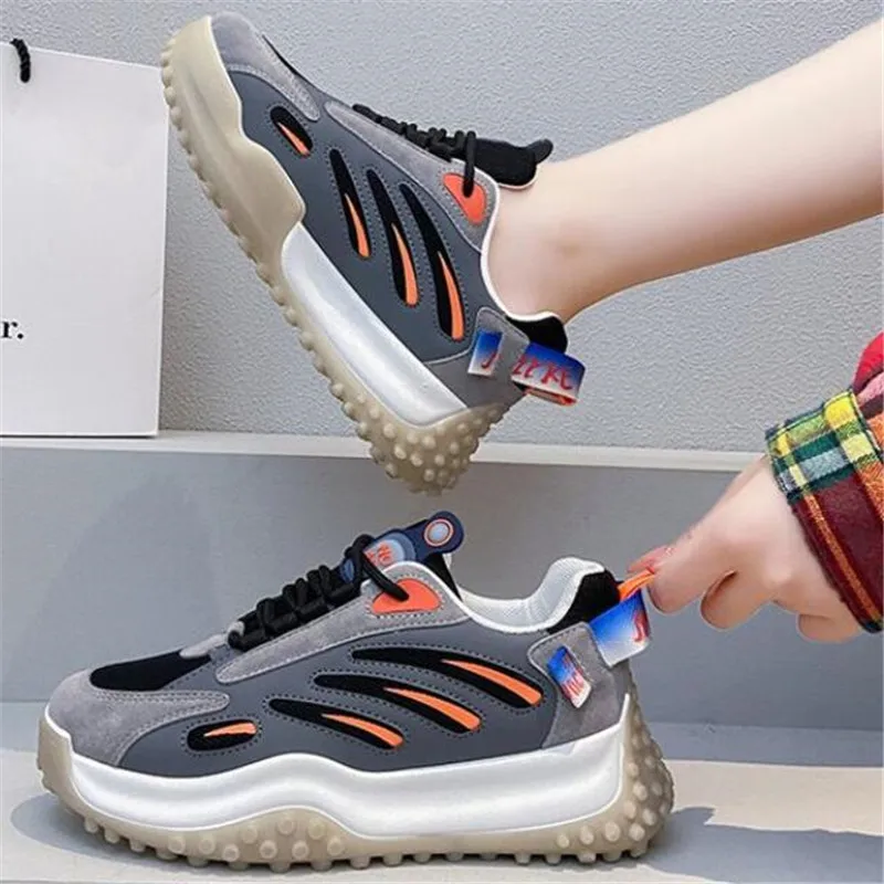 

Large size couple sports women's shoes new fashion mesh breathable women's platform sneakers casual women's loafers