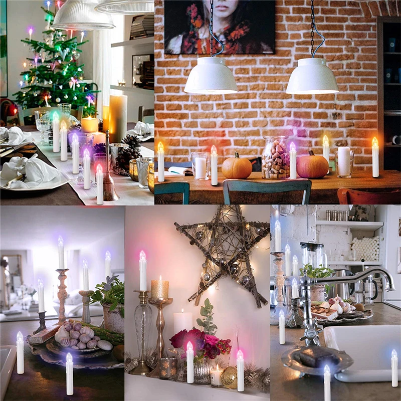 Светодиодные электрические беспламенные цветные свечи с таймером на батарейках