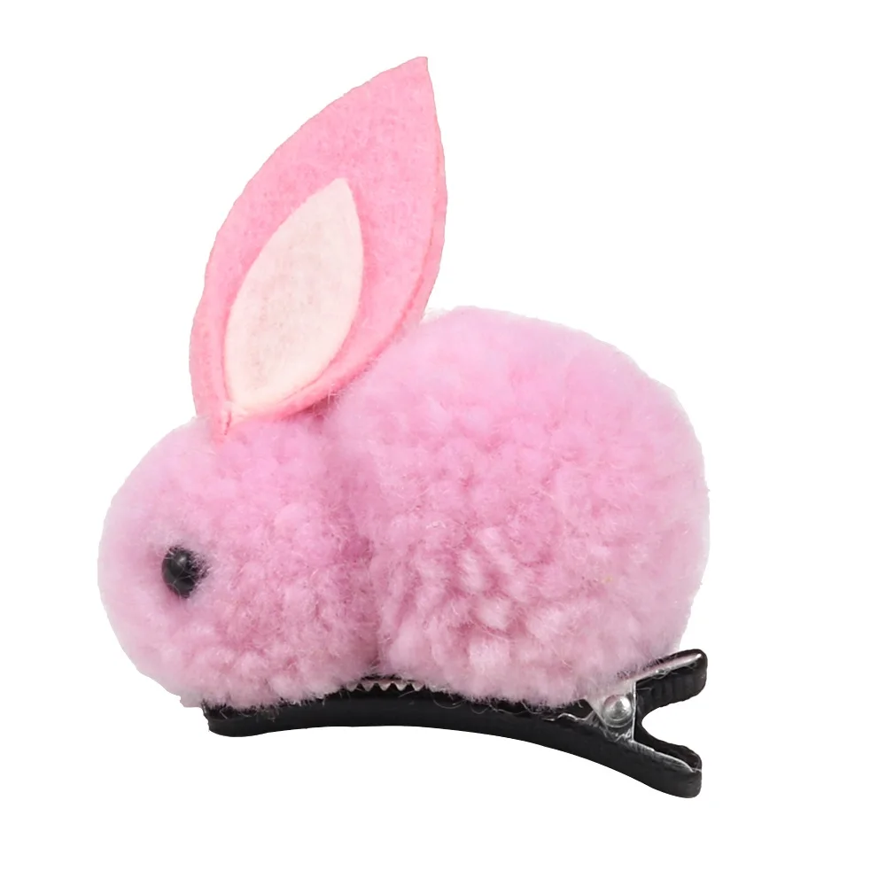 Hair clip Pink Модная обувь с милыми помпонами из кроличьей шерсти кольцо женский галстук веревки в Корейском стиле с эластичной резинкой на резиновые резинки для волос Банни заколка для волос Детская Женские аксессуары для волос - Цвет: Hair clip Pink