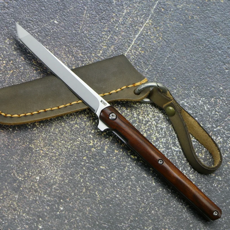 Складной нож M390 с деревянной рукояткой карманный медный подшипник для охоты