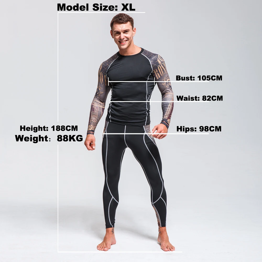 

Men's Training Suit Quick-Drying Tights Fitness Muscle Shirt Union Suit Hot Selling Thermal Underwear Jogging Suits Running Set