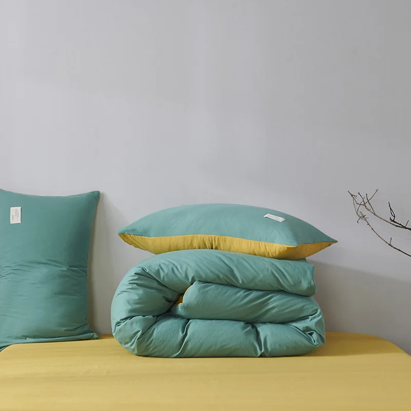 

New Striped Lattice Solid Color Bedding Set 3-4pcs Linens Home Bedding Set High Quality Concise Style Cotton Bedding For Home