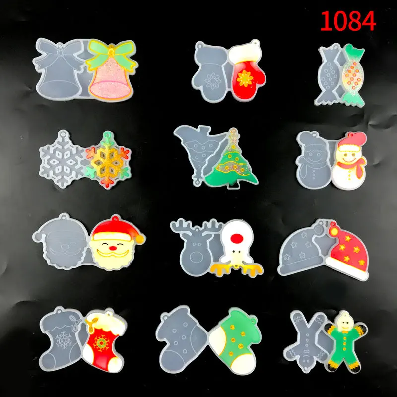 

Christmas Theme Resin Silicone Molds Xmas Tree Snowflake Epoxy Resin Mold Home Party Decorations Jewelry Pendant Keychain Mold
