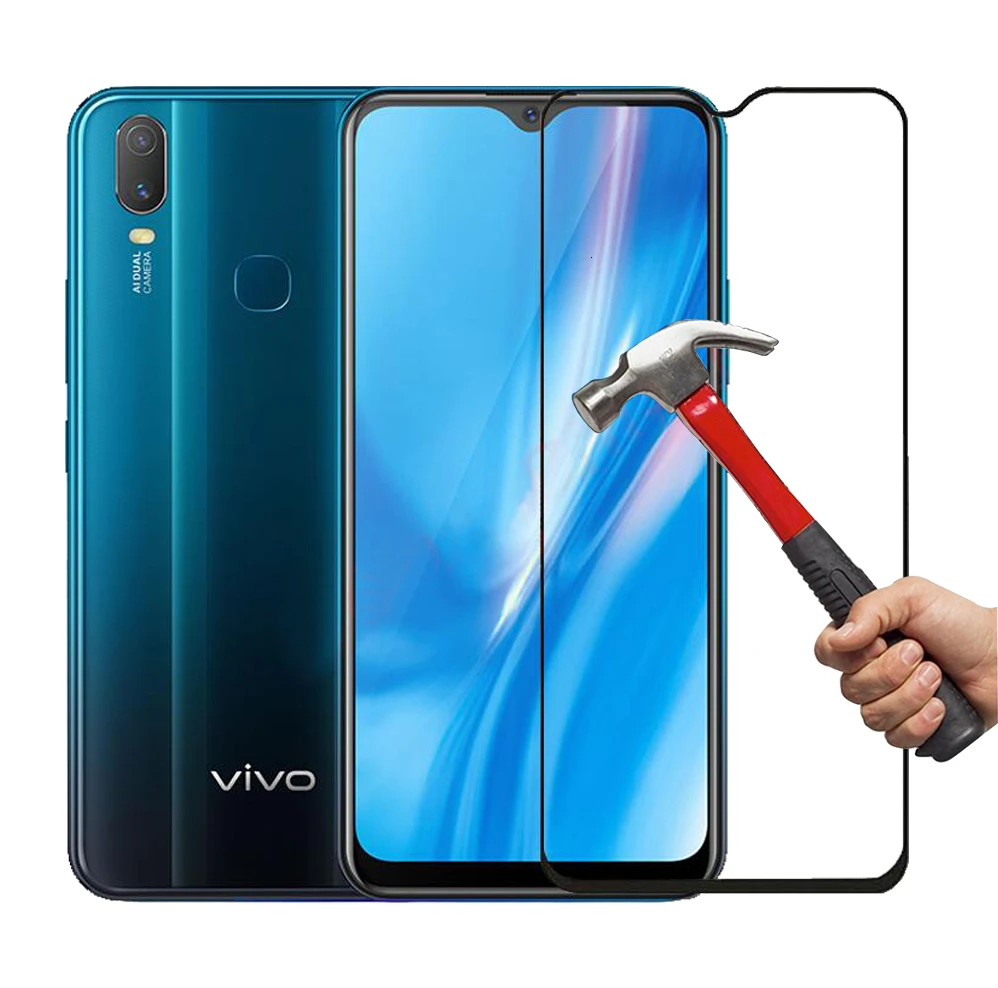 

For VIVO Y11 Y12 2019 Full Coverage 2.5D 9H Black Tempered Glass Screen Protector Anti-Scratch Guard Film For VIVO Y12