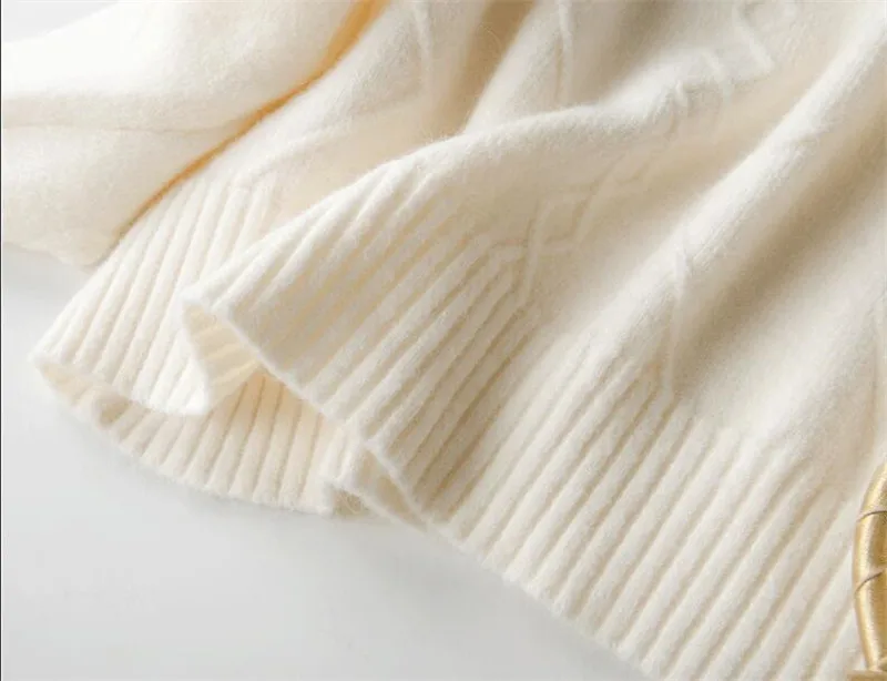 GCAROL New Women O Neck Curled Rhombic Sweater Fall Winter 30% Wool Cashmere Thick Jumper Stretch Warm OL Knitted Pullover S-3XL
