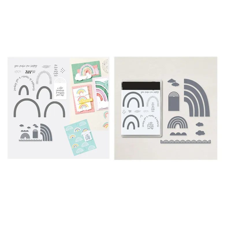 

RAINBOW Metal Cutting Dies And Clear Stamps For DIY Scrapbooking Diary Decoration Stencil Embossing Template Handmade 2022 New