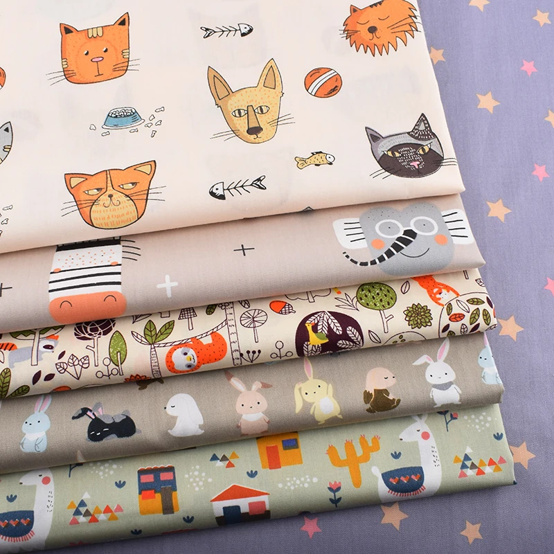 Chainho, серия Happy Animal мультфильм, печать твиловая, хлопковая ткань, Лоскутная Одежда для DIY шитья для малышей и детей