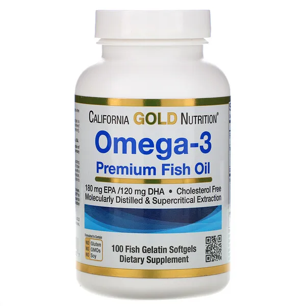 

California Gold Nutrition, Omega-3, Premium Fish Oil, 100 Fish Gelatin Softgels