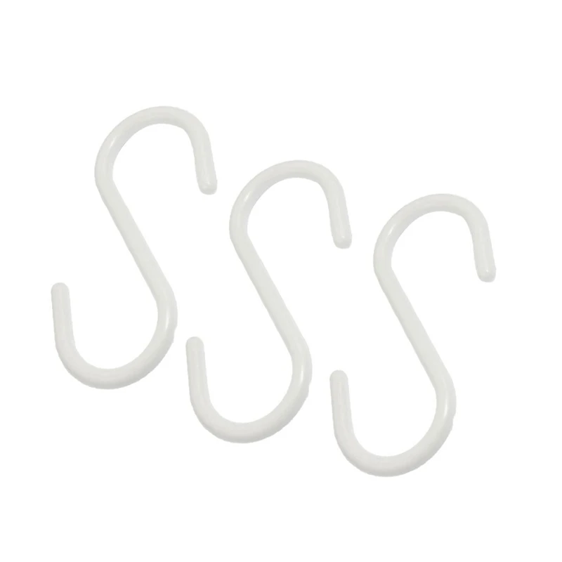 

3 Pcs White Plastic S Shaped Hanging Hooks Scarf Apparel Hangers