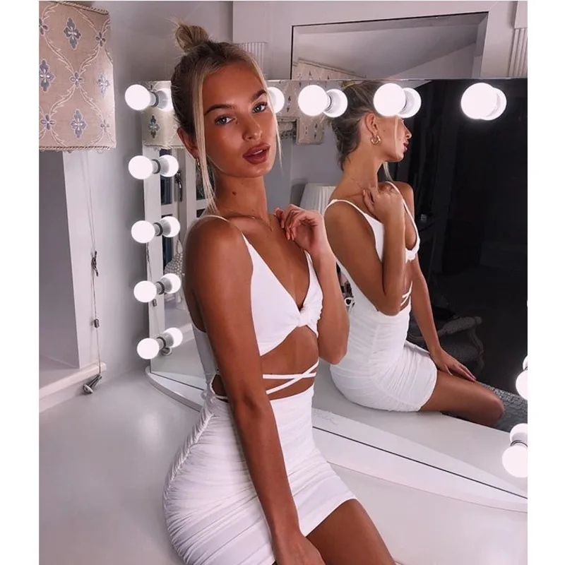 Женское боди с открытой спиной Fuedage летние сексуальные платья высокой талией