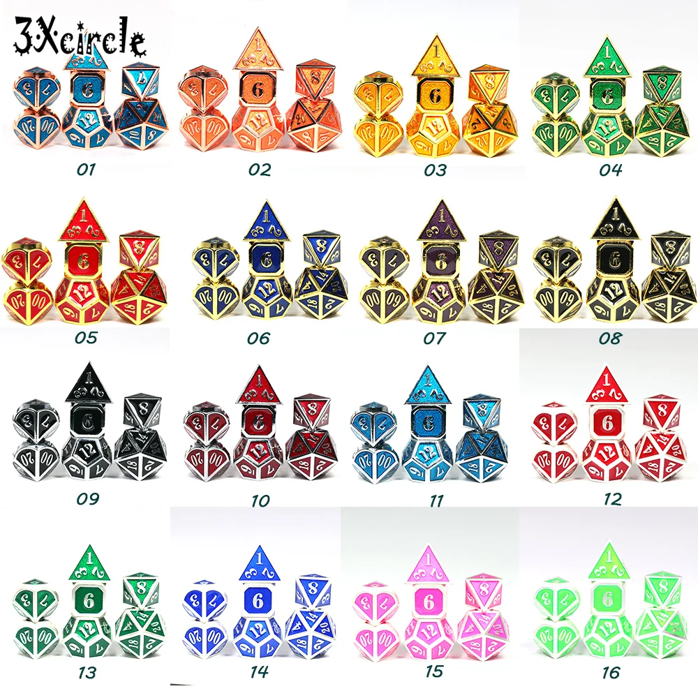 Эмалированные металлические цифровые игральные кости мини размера с сумкой для