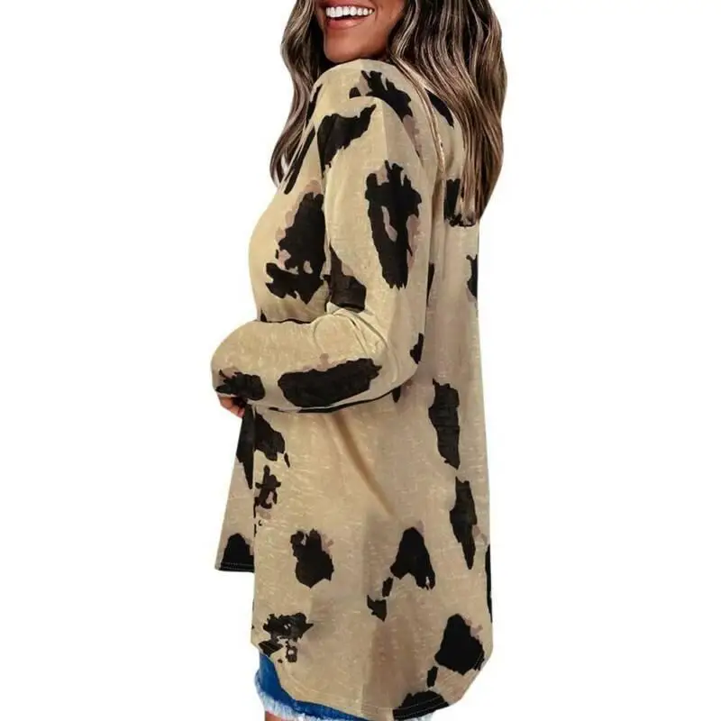 

Women Ladies Leopard Print Breathable Loose Sleeve T-Shirt Blouse Top Size 8-18