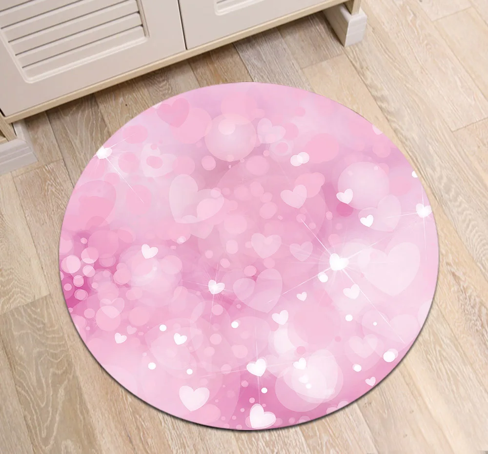 Розовый фон с сердечками круглый коврик для гостиной детской спальни ковры