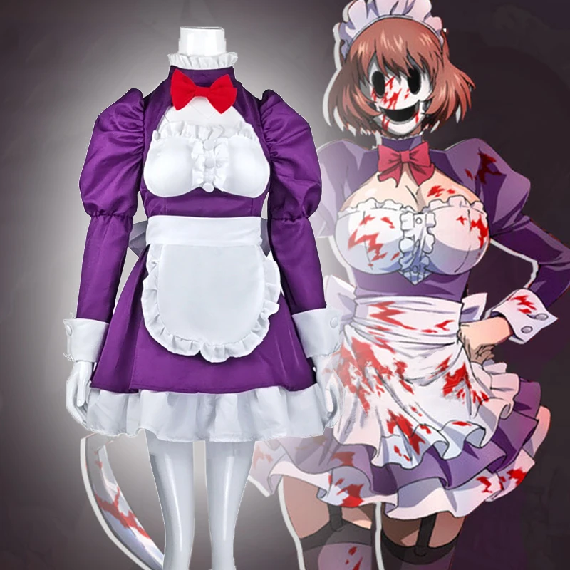 

Anime Comic High rise Invasion Cosplay Costumes Maid fuku Kamen Cosplay Costume Uniforms Suits Purple Dresses Clothes Wears Cos