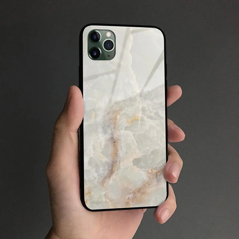 Натуральный керамический гранит мрамор coque закаленное стекло Мягкий силиконовый чехол для телефона оболочка для iPhone 6 6s 7 8 Plus X XR XS 11 Pro MAX - Цвет: TGLASS 67