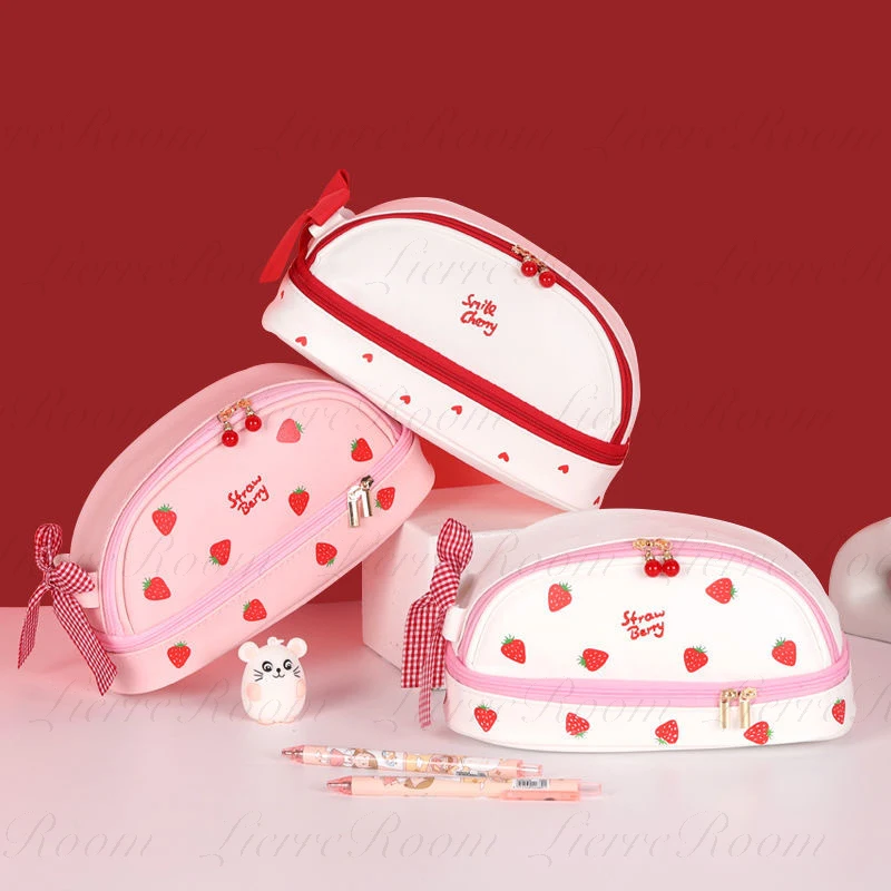 

LierreRoom kawaii Large Pencil Case Stationery Double-layer Storage Bags Pencil Bag Cute Makeup Bag School Supplies for Girl