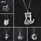 Ожерелья с котом из нержавеющей стали, корейские ювелирные изделия в виде кота, Длинные ожерелья для женщин на свадьбу, лунные ожерелья