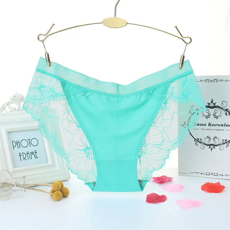 

3pcs Women Sexy Seamless Briefs Ultra-Thin Transparent Flower Embroidered Patterned Underwear Cotton Lace Panties Bragas