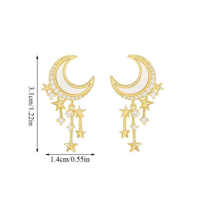 

2021 New Fashion cubic zircon Star And Moon Earrings Charms star Hoop Earrings For Women Man Girls Korean Jewelry