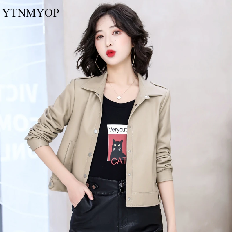

YTNMYOP Весенняя кожаная женская эполетная модная короткая куртка для осени большие размеры 5XL Офисная Женская одежда высокого качества
